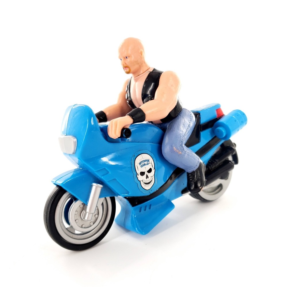 Vtg WWF Stone Cold Steve Austin Rip 'n Ride Motorcycle Figure Toy Island No Cord